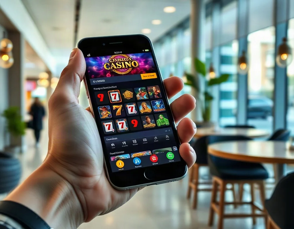 Person holding a smartphone with an online casino game open, representing mobile gambling in Pakistan.
