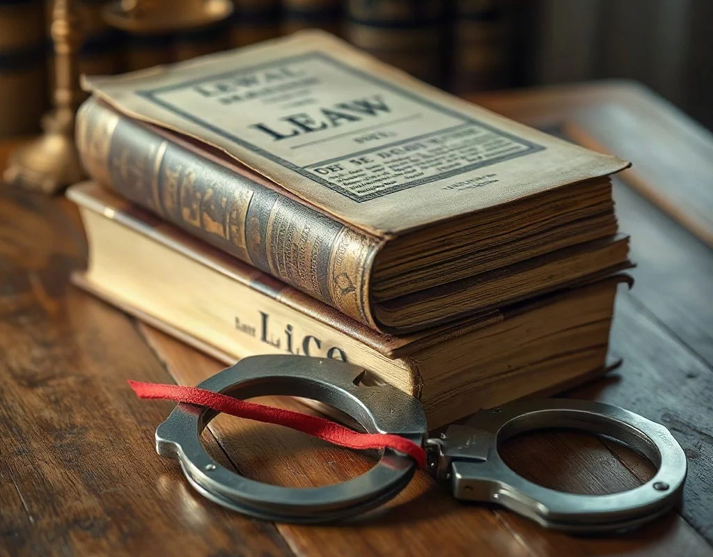 Legal books and handcuffs symbolizing gambling laws in Pakistan