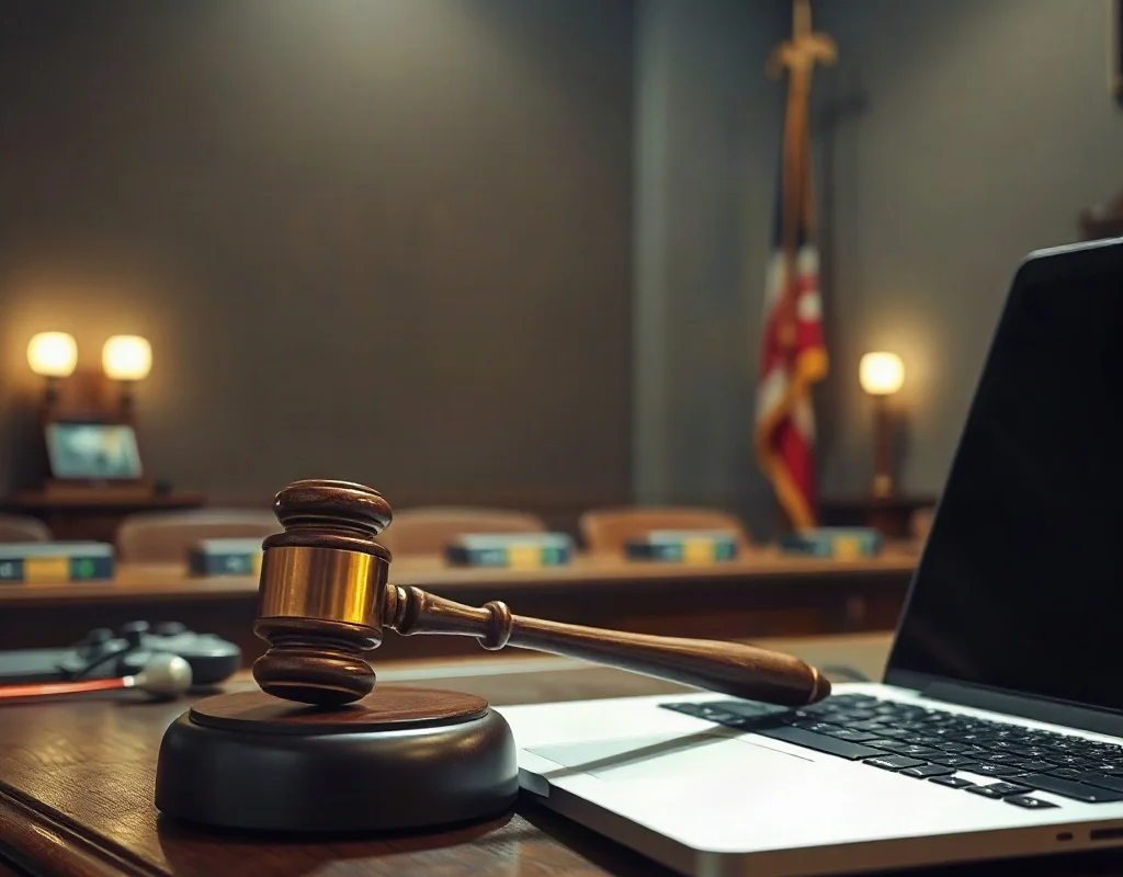 Judge's gavel and laptop with game controller symbolizing online gaming laws in Pakistan