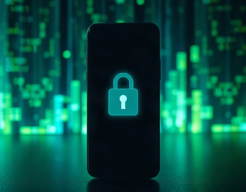 Cybersecurity concept showing PK68 account protection with lock icon and digital code background