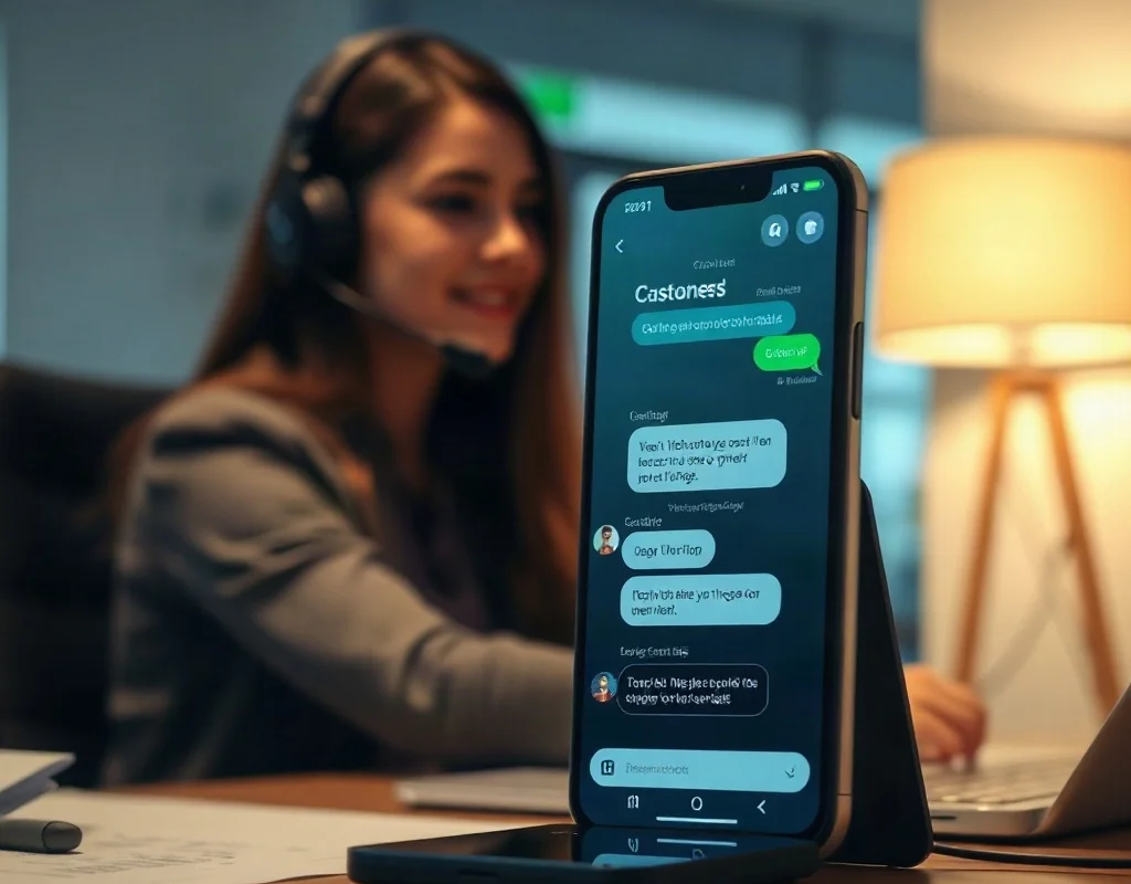 Customer support headphones and phone with chat app