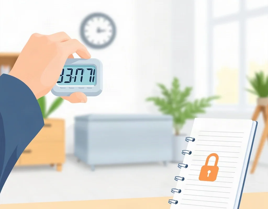 Illustration of setting limits with timer and budget notebook for responsible gaming.