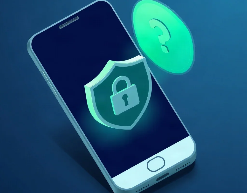 Smartphone with safety tools and help icons, representing PK68 safety features.