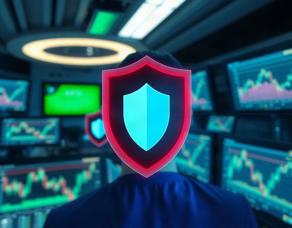 A digital shield protecting a person, representing technological safeguards for responsible gambling.