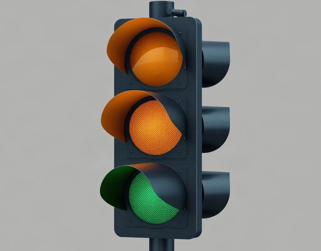 Traffic light representing warning signs in responsible gaming