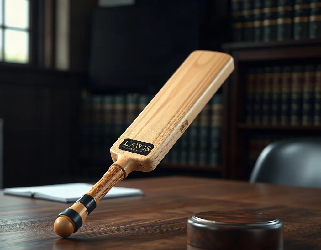 Cricket bat and gavel representing sports betting laws in Pakistan